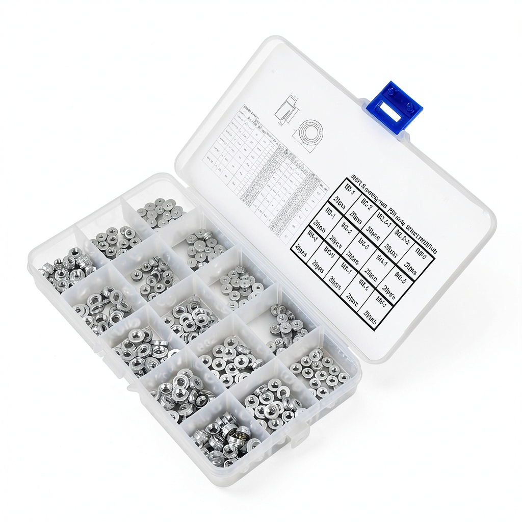 Dioche self-clinching nuts assortment displayed in portable box