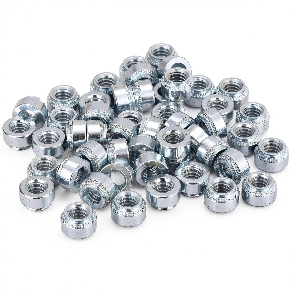 'Uxcell self-clinching nut installed in a metal sheet'